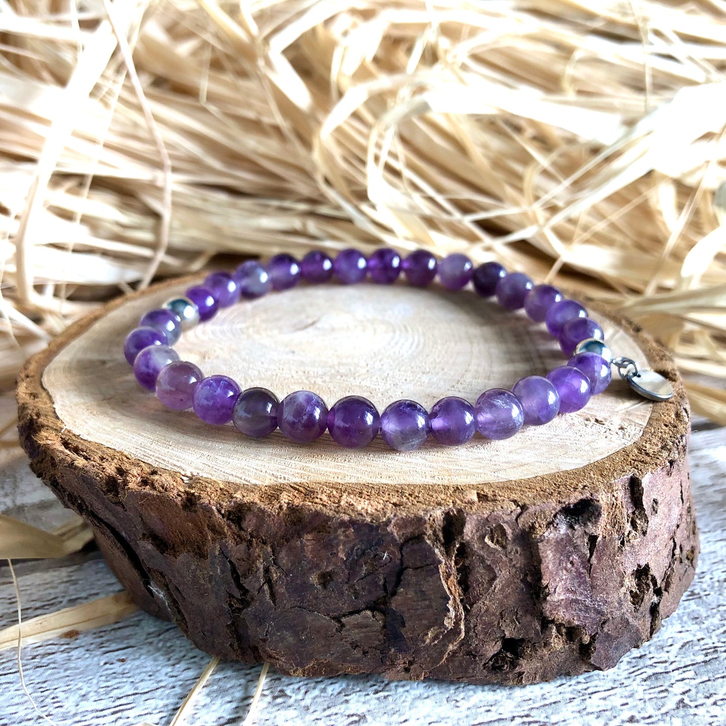 Amethyst beaded bracelet