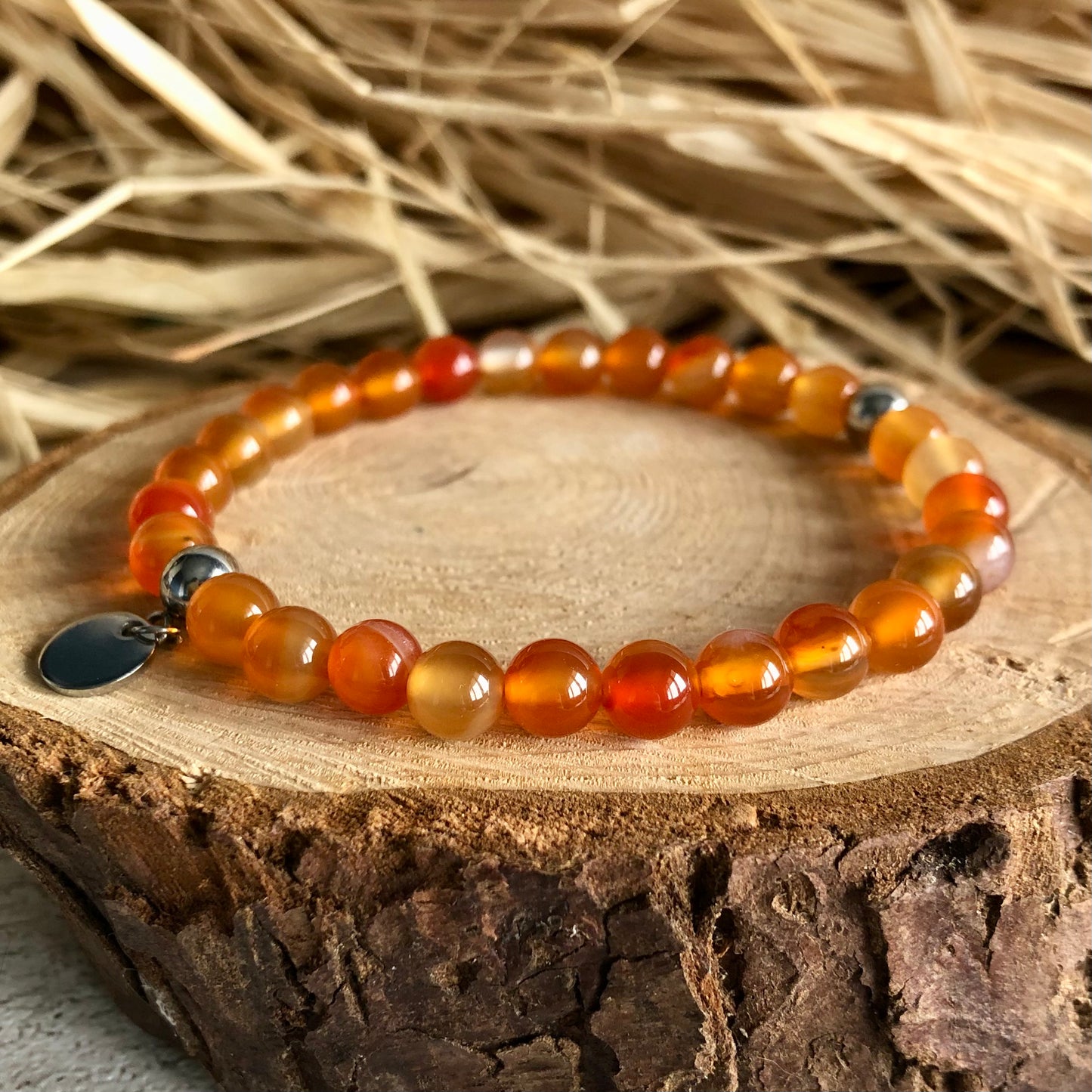 Carnelian beaded bracelet