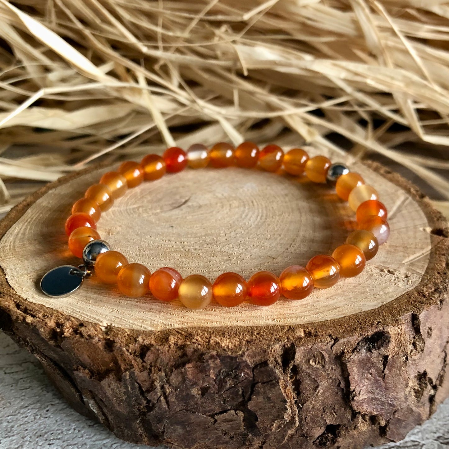 Carnelian beaded bracelet