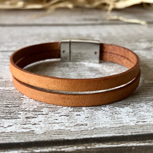 Windsor Tan 2 Strands leather bracelet