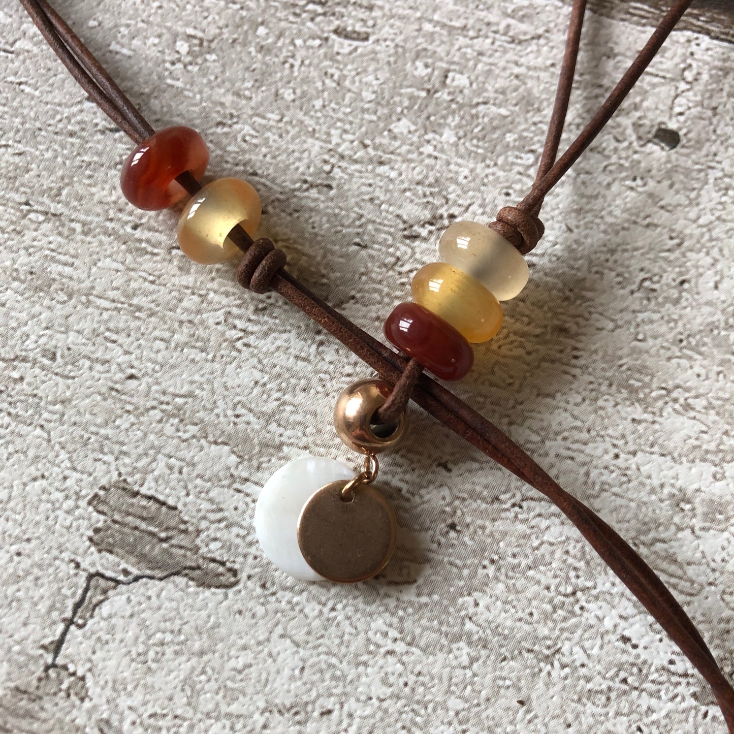 Carnelian and leather ‘Loop’ necklace