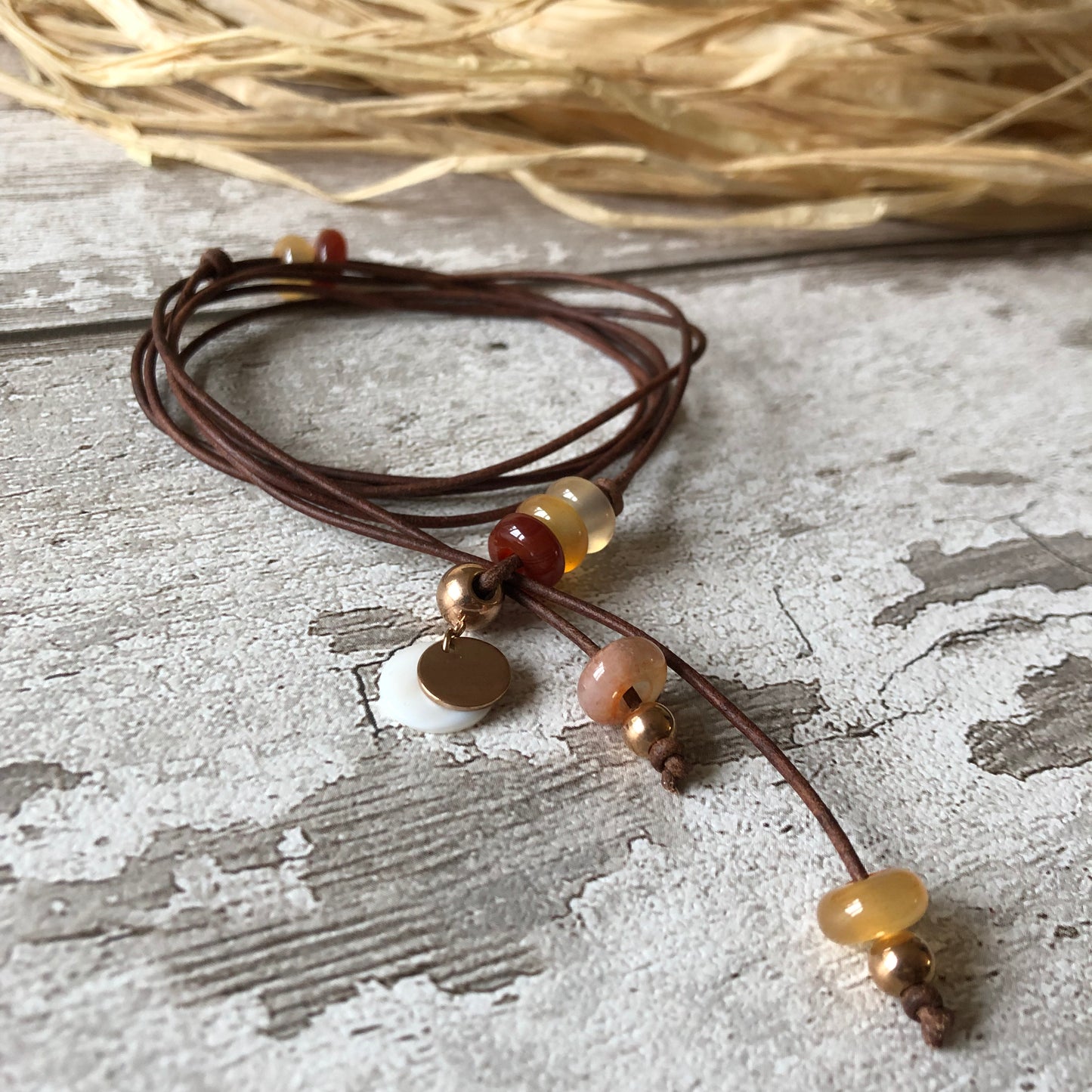 Carnelian and leather ‘Loop’ necklace