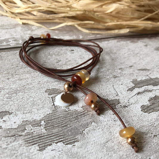 Carnelian and leather ‘Loop’ necklace