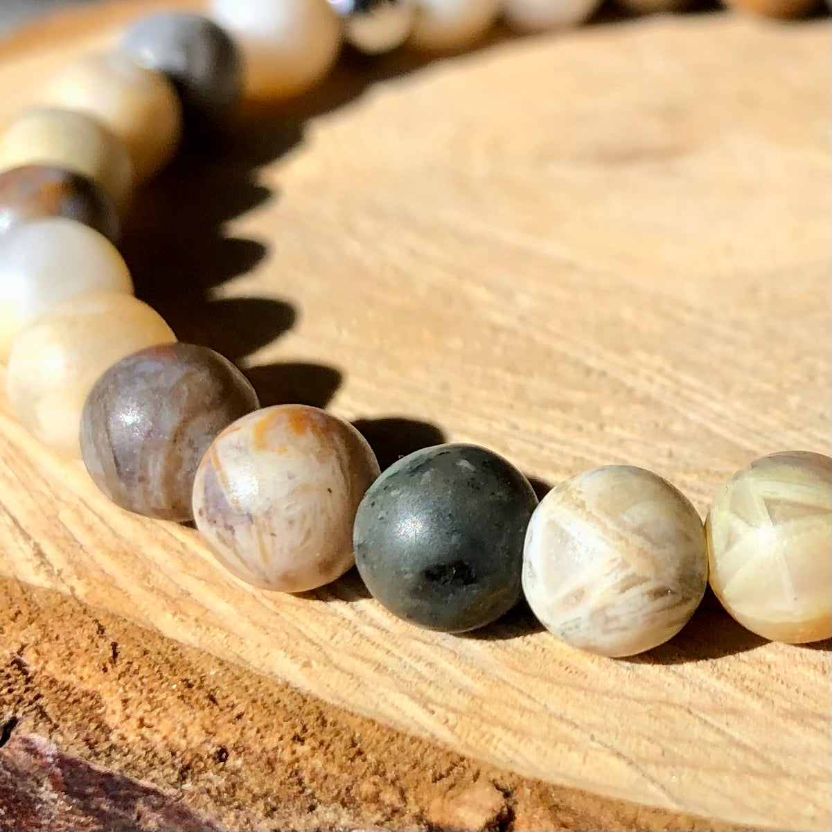 Bamboo Leaf Agate beaded bracelet