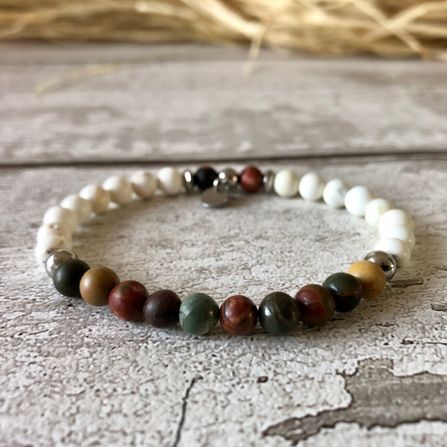 Magnesite - Picasso Jasper ‘Trinity’ bracelet