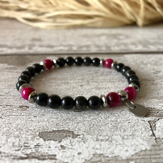 Obsidienne - Bracelet 'Boussole' Rose Oeil de Tigre