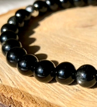 Bracelet en perles d'obsidienne