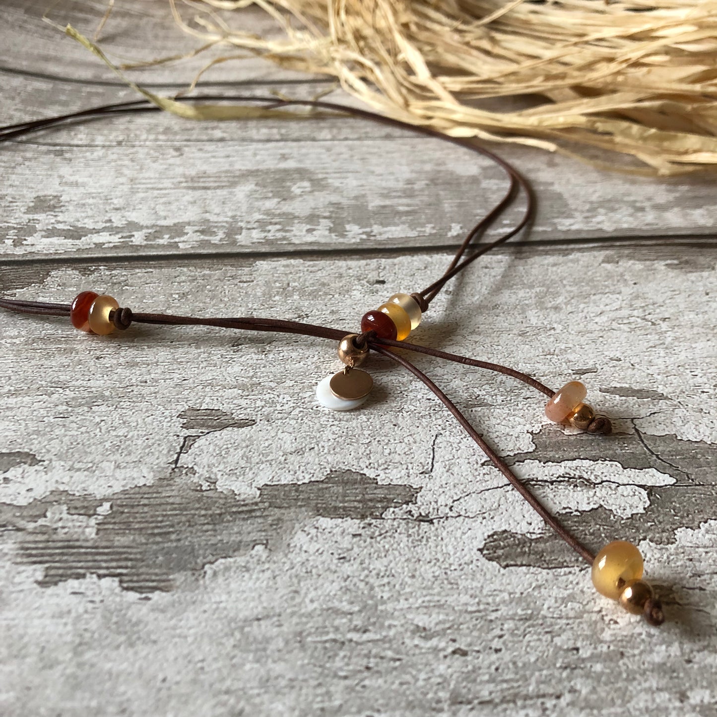 Carnelian and leather ‘Loop’ necklace