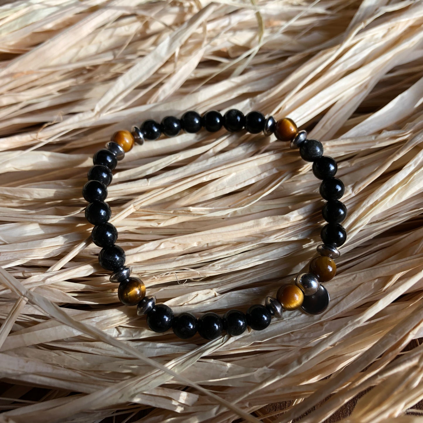 Obsidian - Tiger Eye ‘Compass’ bracelet