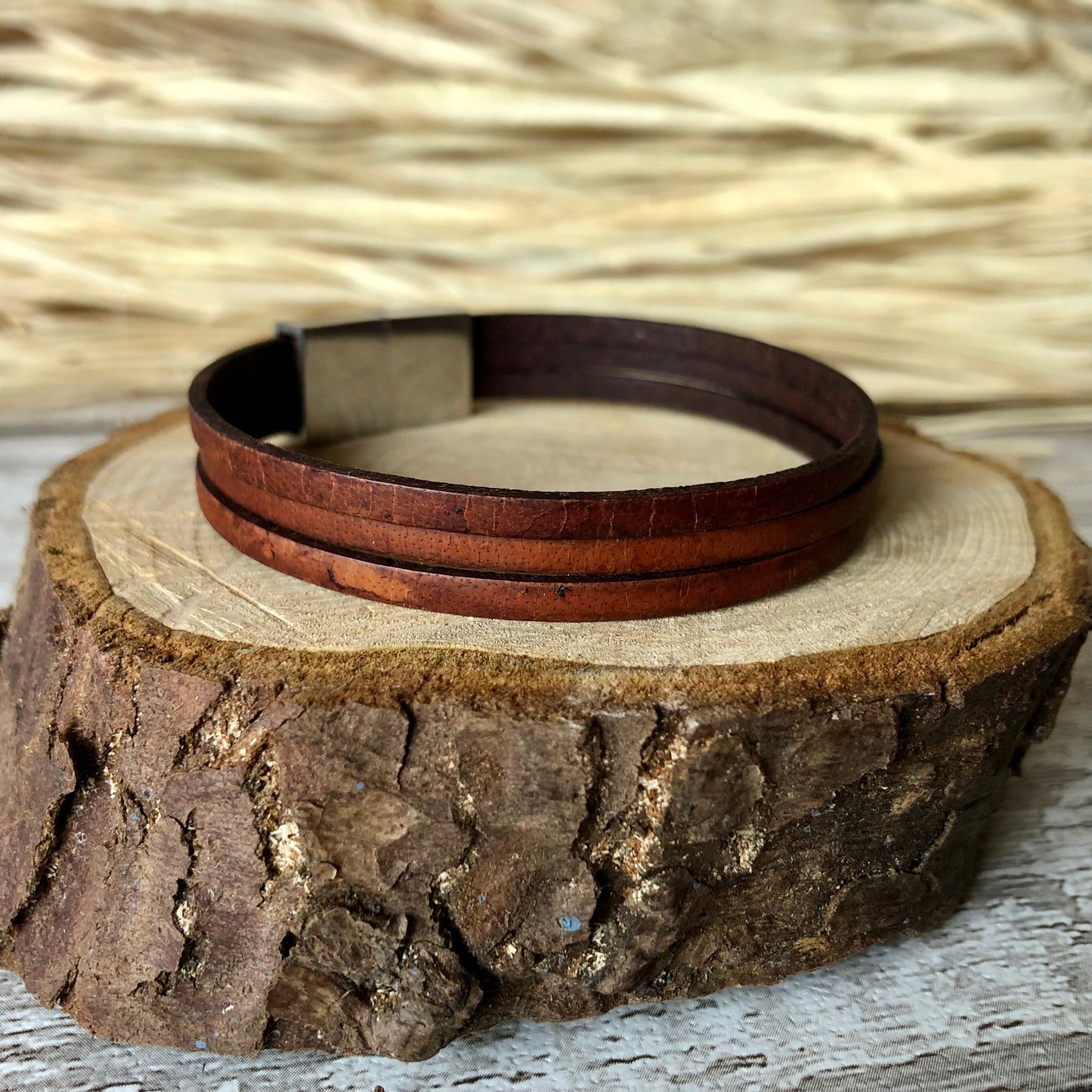 Mahogany 3 Strands leather bracelet