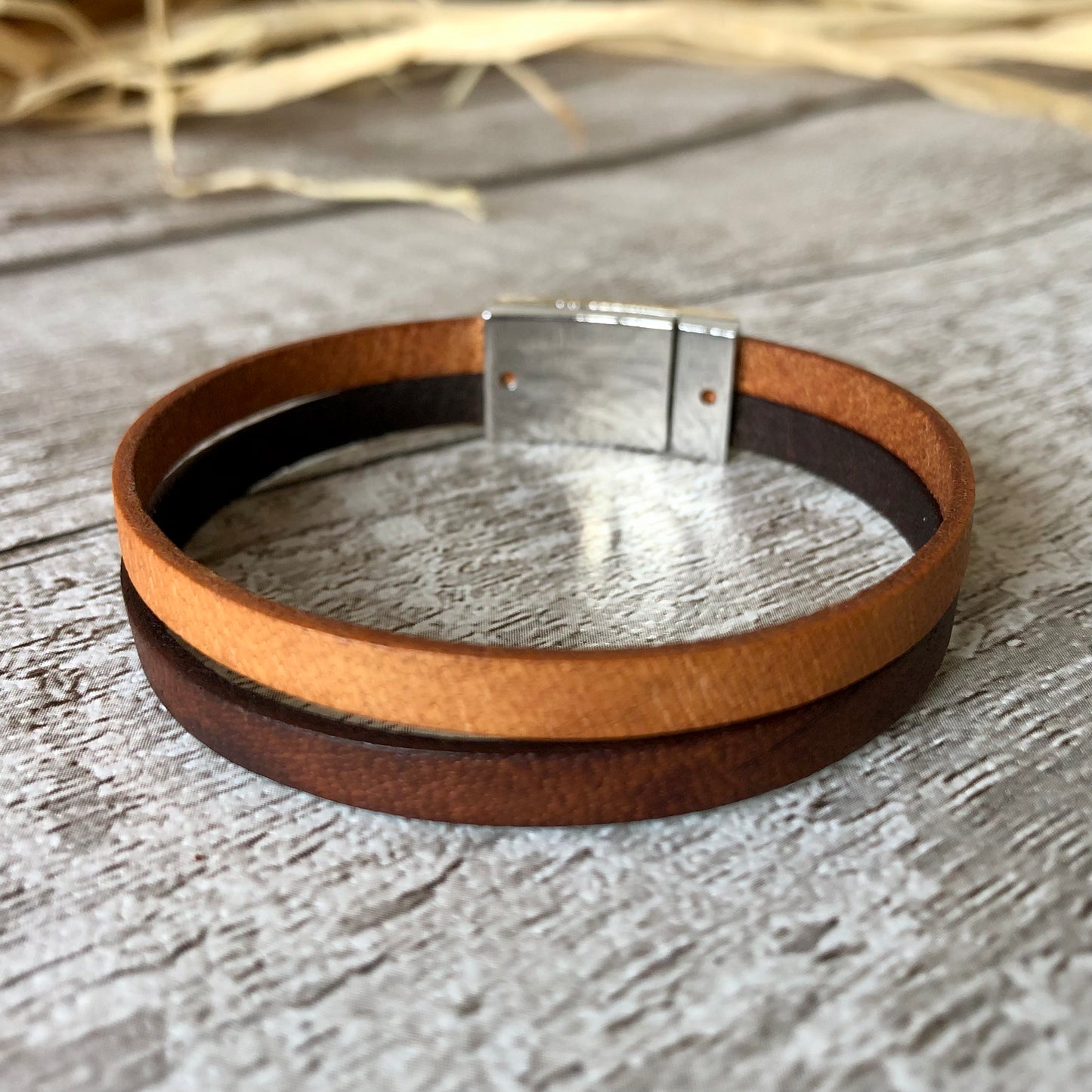 Windsor Tan - Mahogany 2 Strands leather bracelet