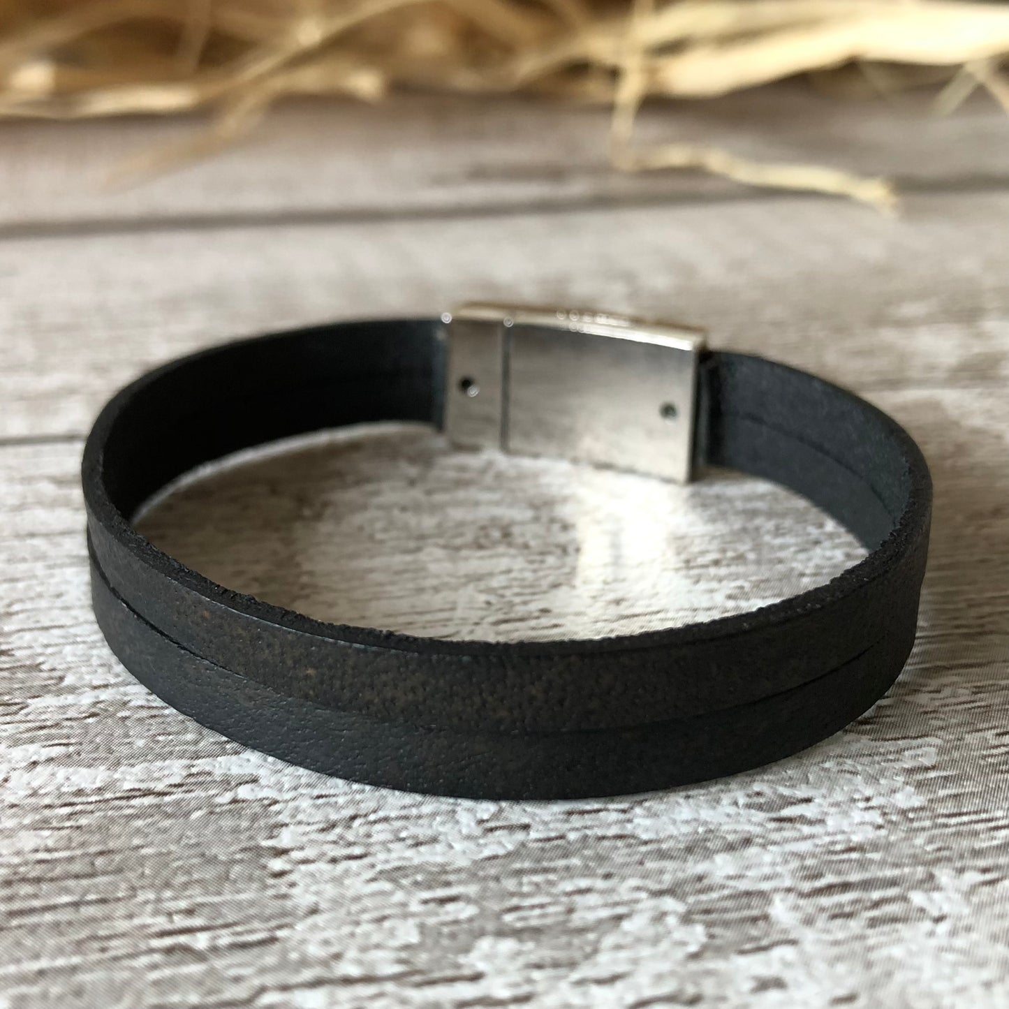 Washed Black 2 Strands leather bracelet