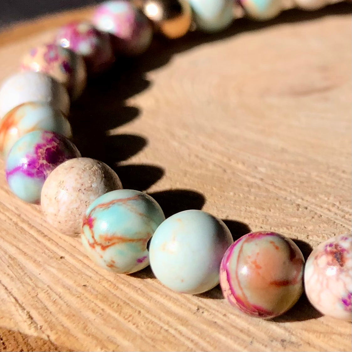 Purple Imperial Jasper beaded bracelet