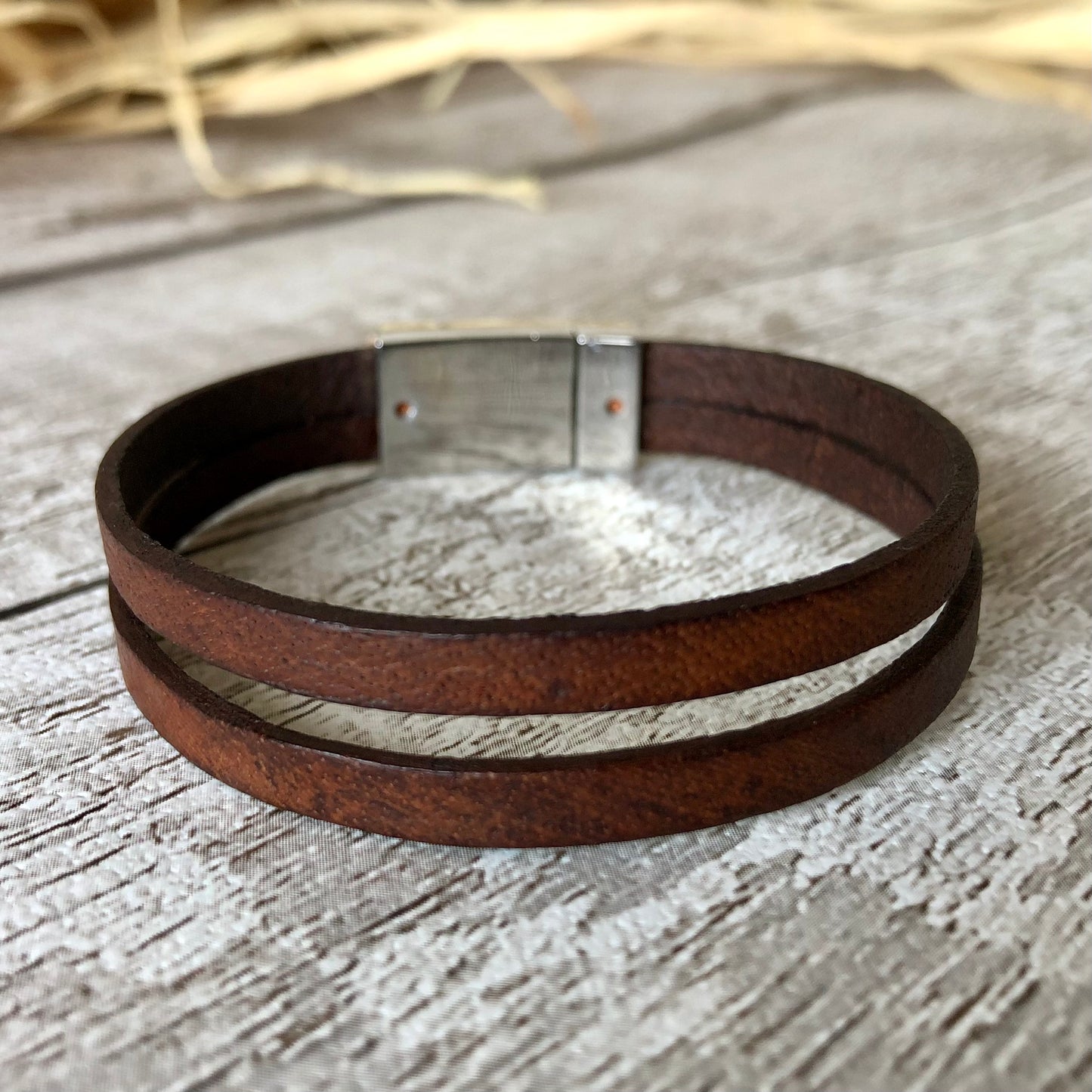 Mahogany 2 Strands leather bracelet