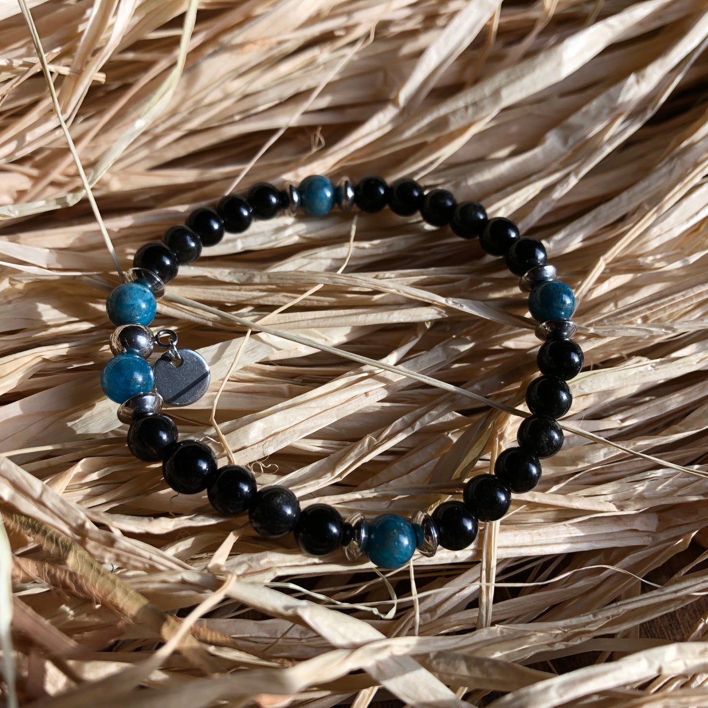 Bracelet Obsidienne - Apatite 'Boussole'