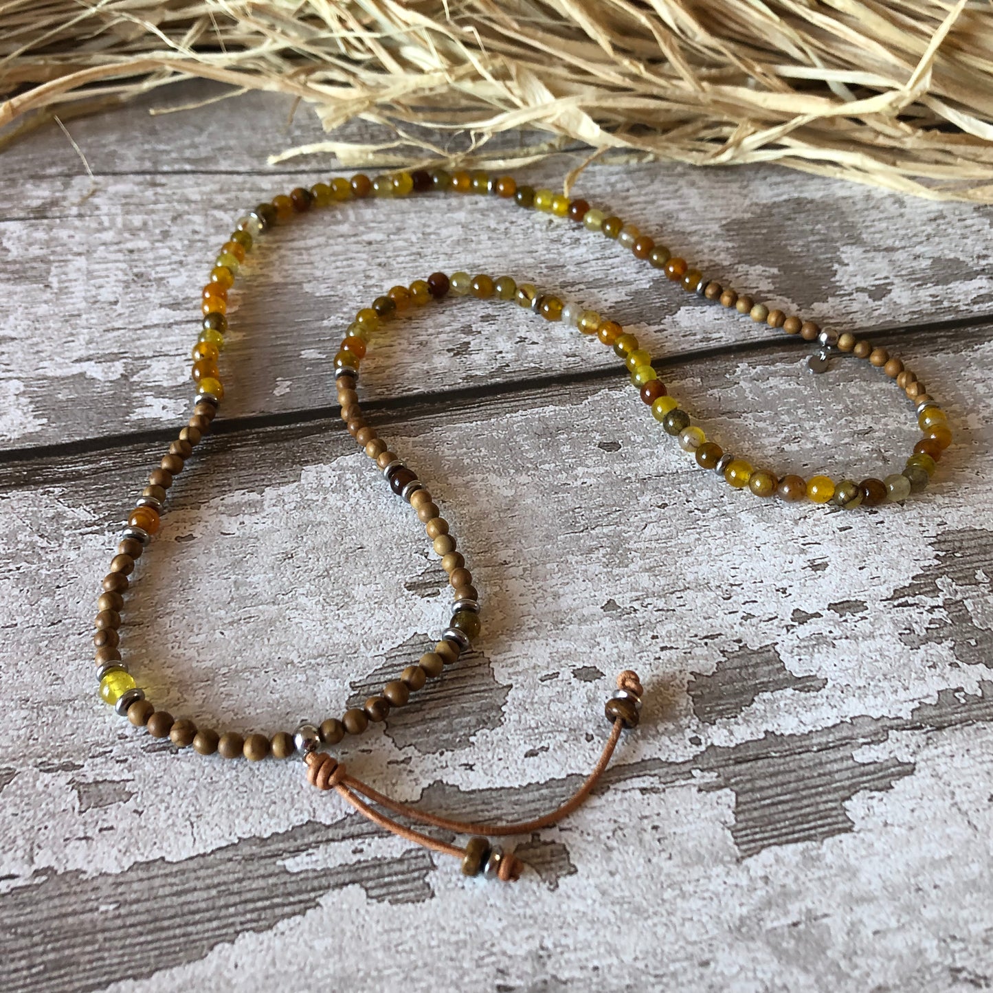 Dragon Agate - Wood Lace beaded necklace