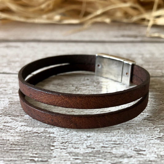 Mahogany 2 Strands leather bracelet