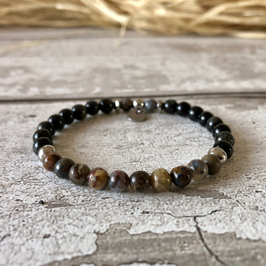 Obsidian - Pietersite ‘Trinity’ bracelet