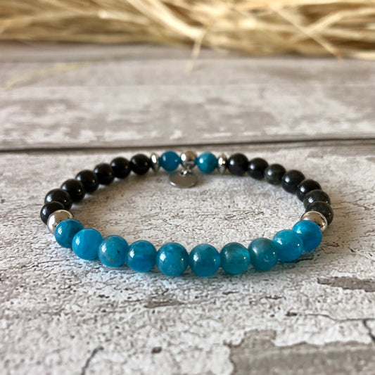 Obsidian - Apatite ‘Trinity’ bracelet