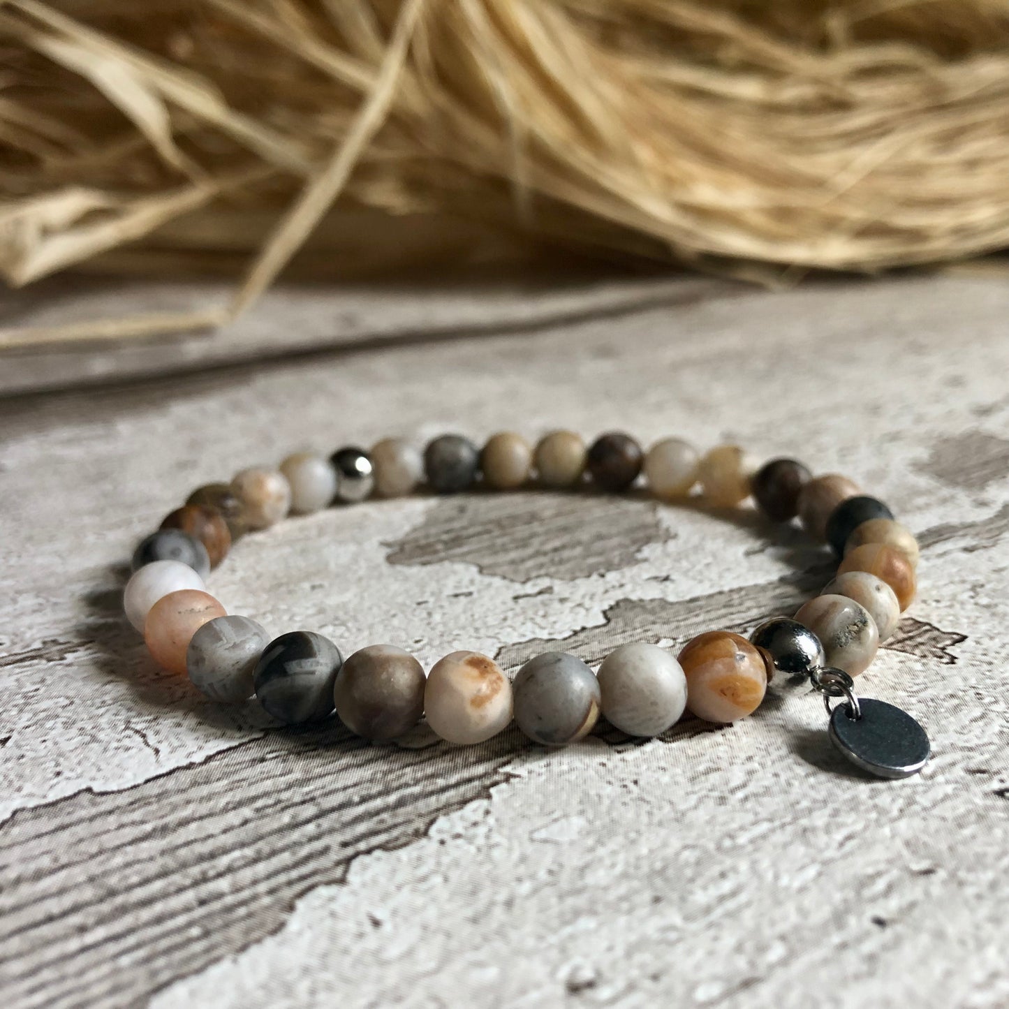 Bamboo Leaf Agate beaded bracelet