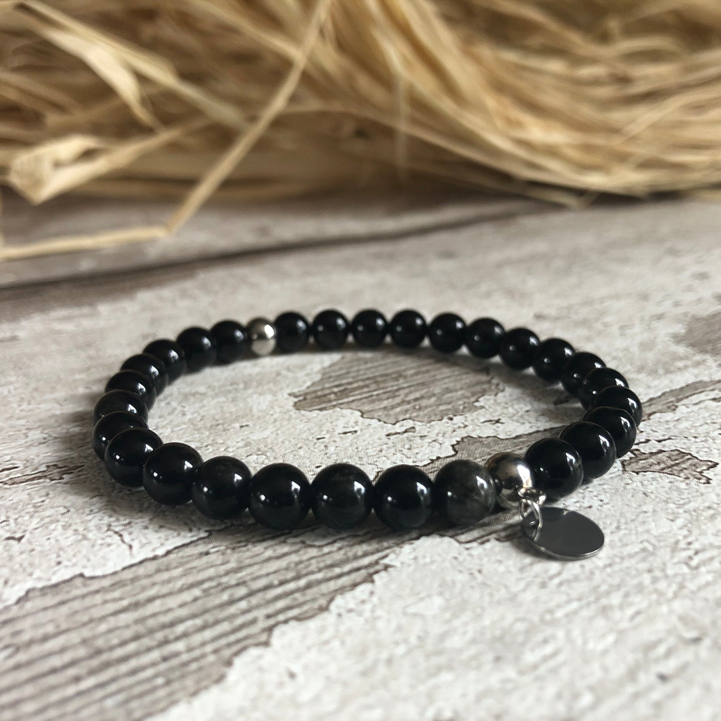 Obsidian beaded bracelet