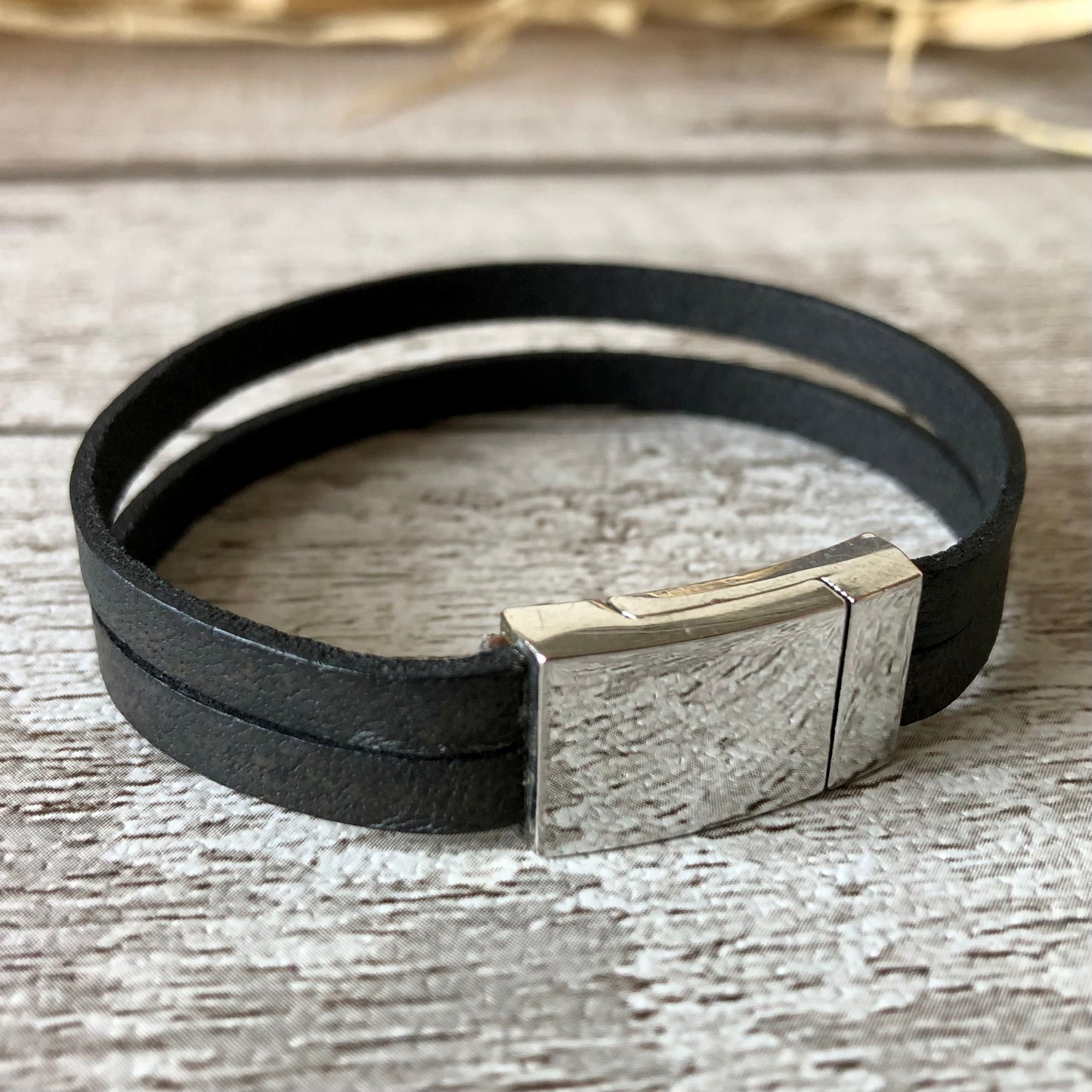 Washed Black 2 Strands leather bracelet