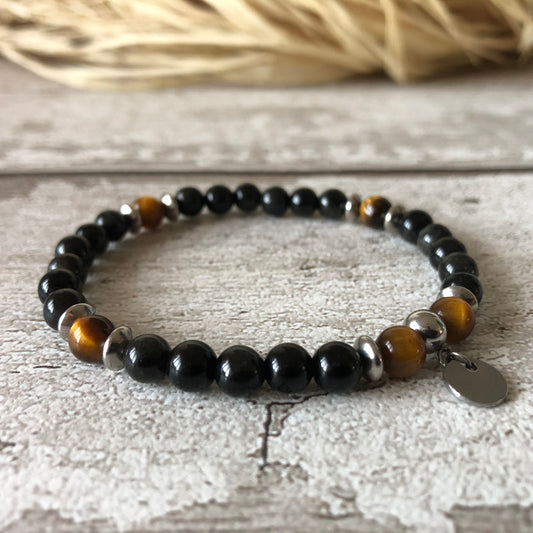 Obsidian - Tiger Eye ‘Compass’ bracelet