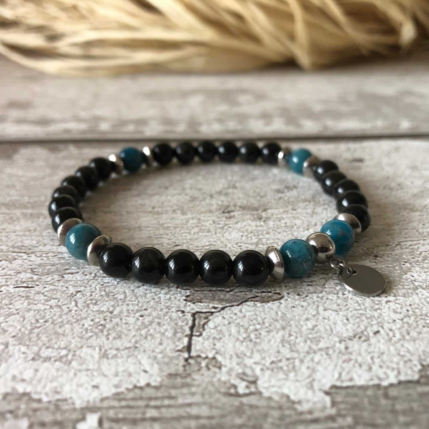 Bracelet Obsidienne - Apatite 'Boussole'