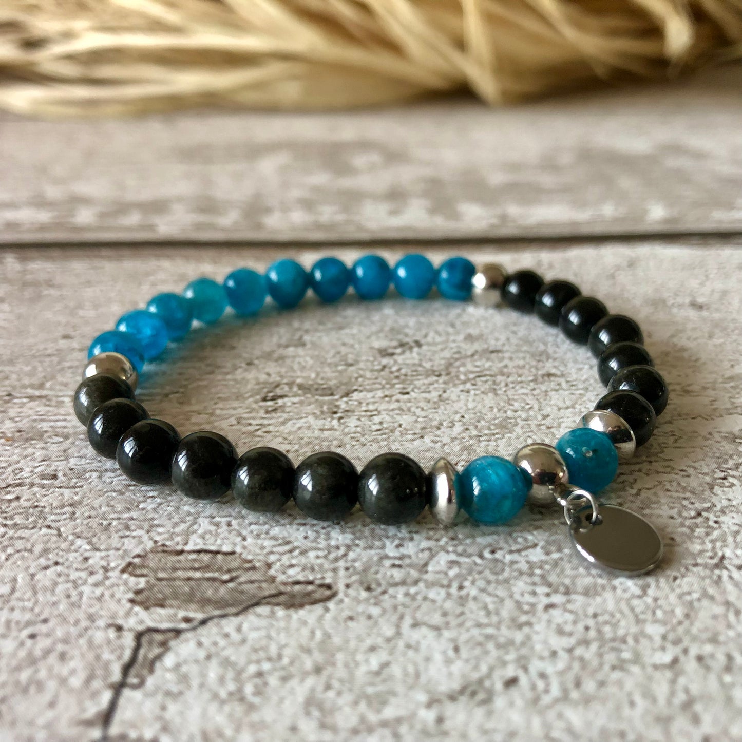 Bracelet Obsidienne - Apatite 'Trinity'