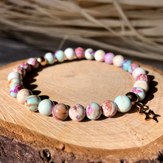 Natural dyed imperial jasper beaded bracelet