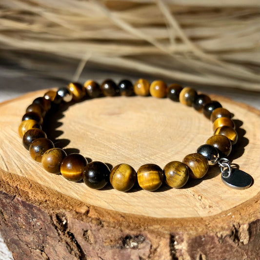 Handmade tiger eye bracelet with natural beads